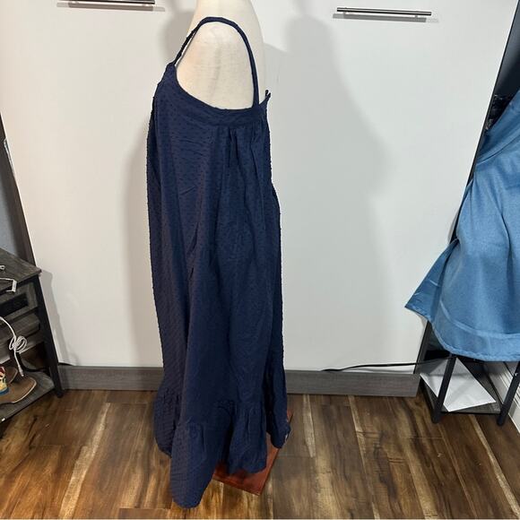 LDT Size 2 Navy Blue Blair Square Neck Sleeveless Tiered Maxi Dress Heritage - Picture 5 of 11